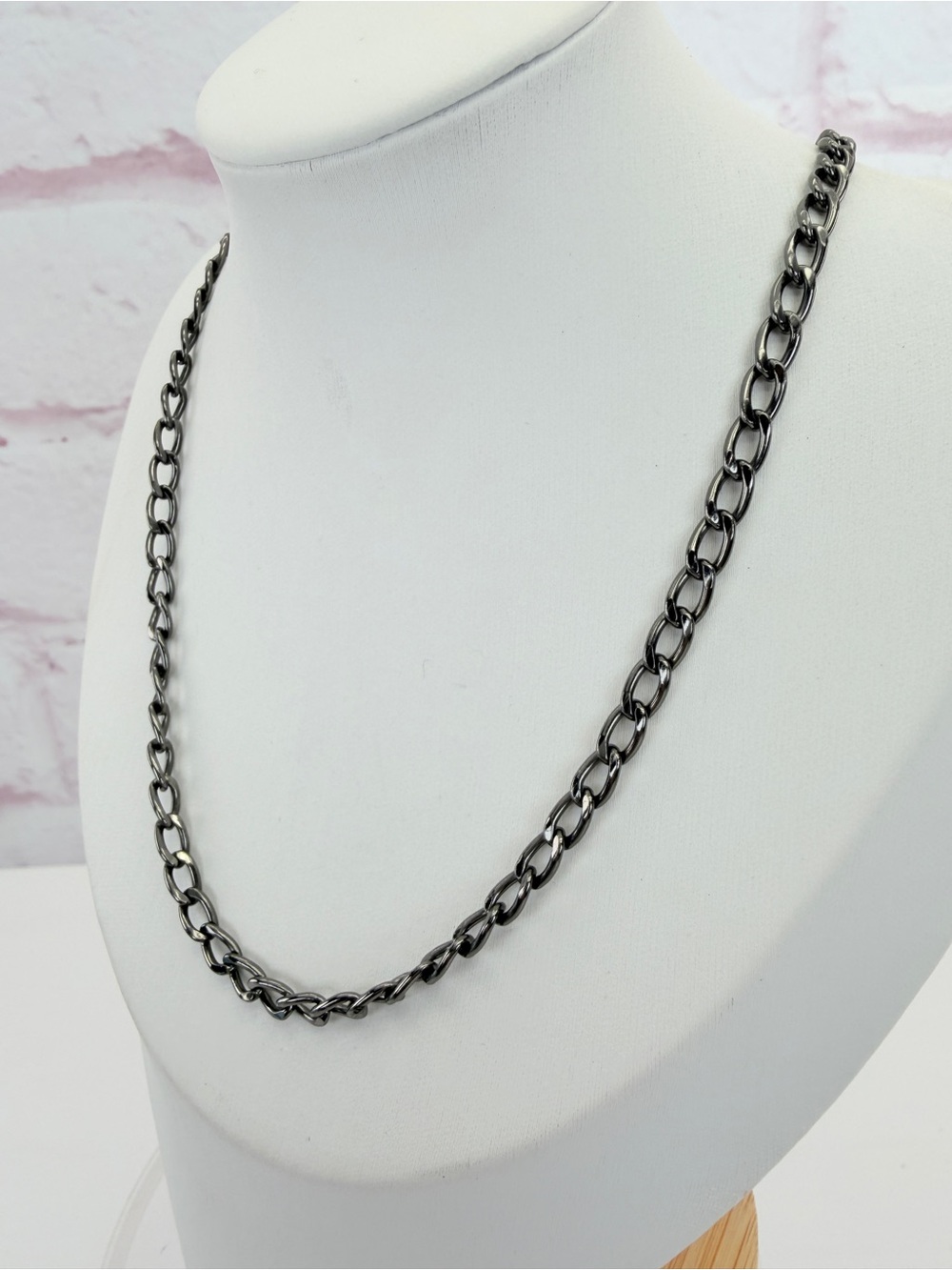 CHANEL Silver Tone Link Chain Necklace